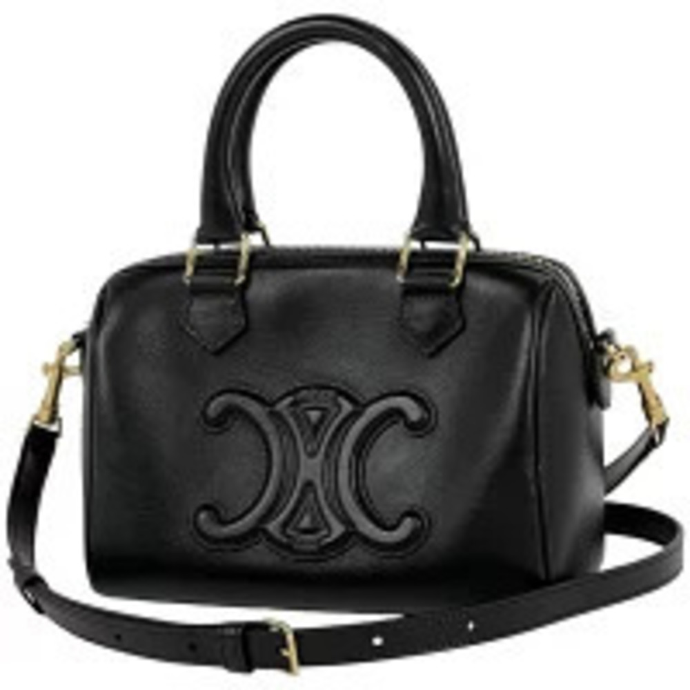 Celine Leather Triomphe Black Cuir Boston Handbag Bag - Picture 2 of 7